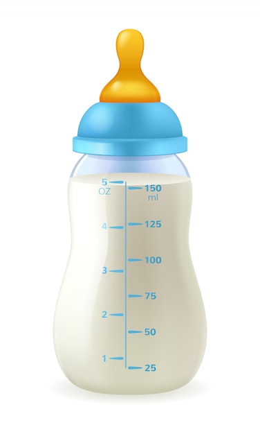 Download Premium Vector | Baby bottle with milk formula with blue cap.