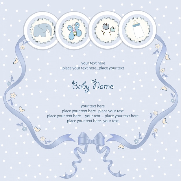 Baby Boy Announcement Card Premium Vector