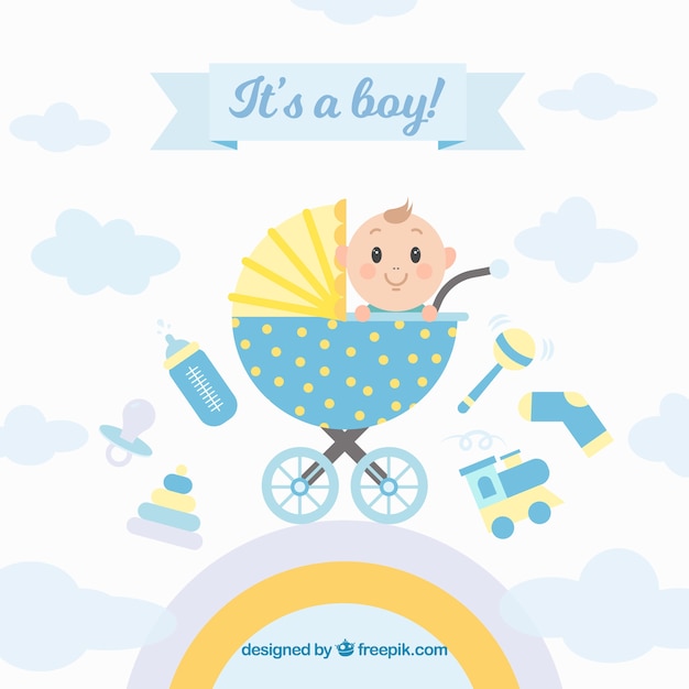 Baby boy background in flat style | Free Vector