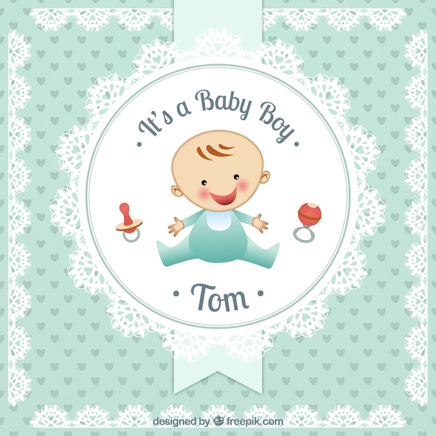 Download Baby boy card in doily style | Free Vector