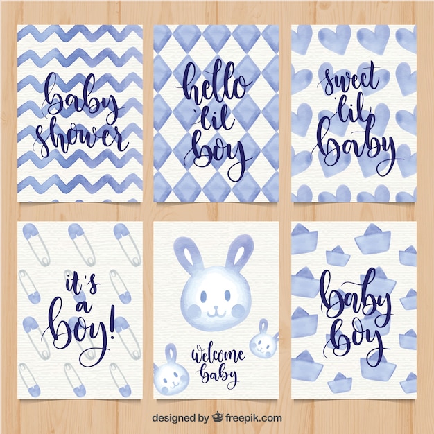Baby cards collection in watercolor\
style