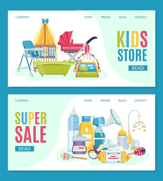  Baby care objects items shop landing page