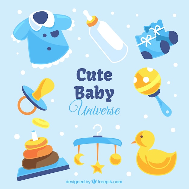 Download Free Vector | Baby clothes and toys