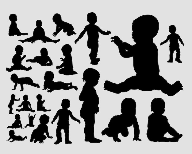 Download Premium Vector | Baby collection silhouette