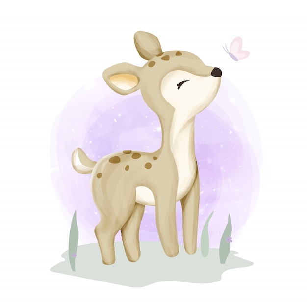 Download Premium Vector | Baby deer on the grass
