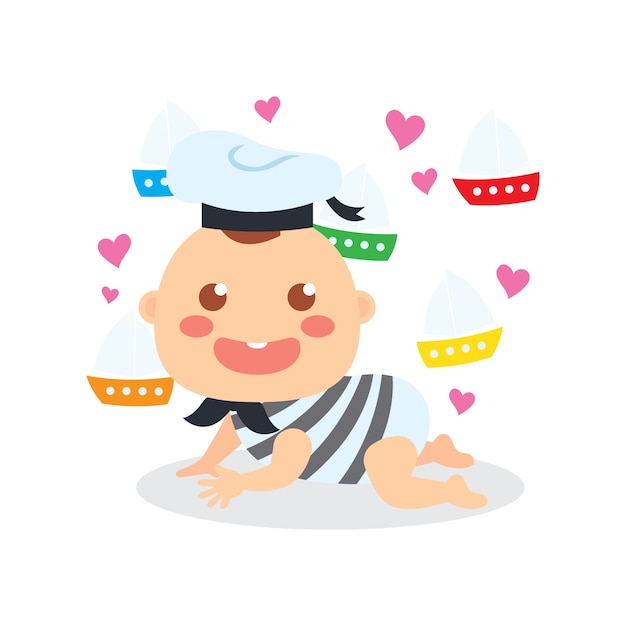 Premium Vector Baby Dressed As A Sailor