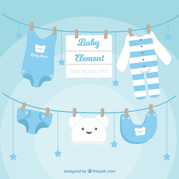 Baby elements background in flat style