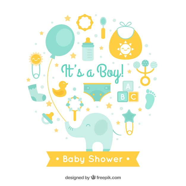 Baby elements background in flat style