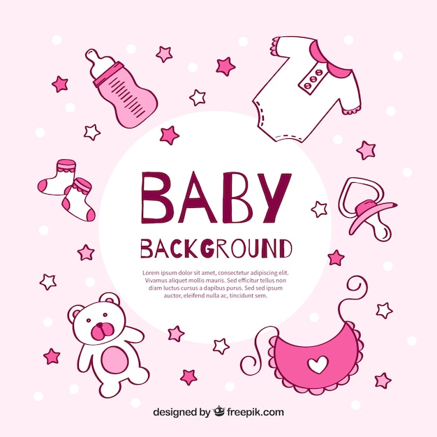 Baby elements background in hand drawn
style
