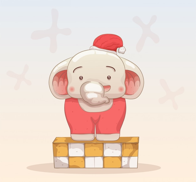 Download Baby elephant celebrate christmas | Premium Vector
