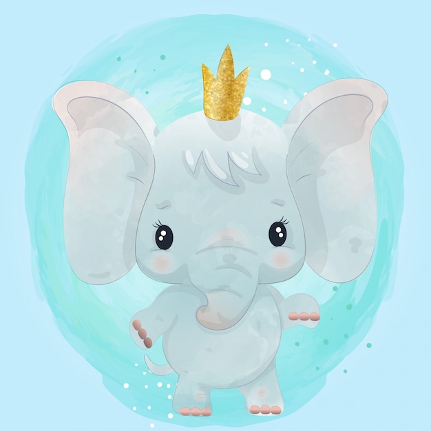 Download Premium Vector | Baby elephant cute character painted with watercolor