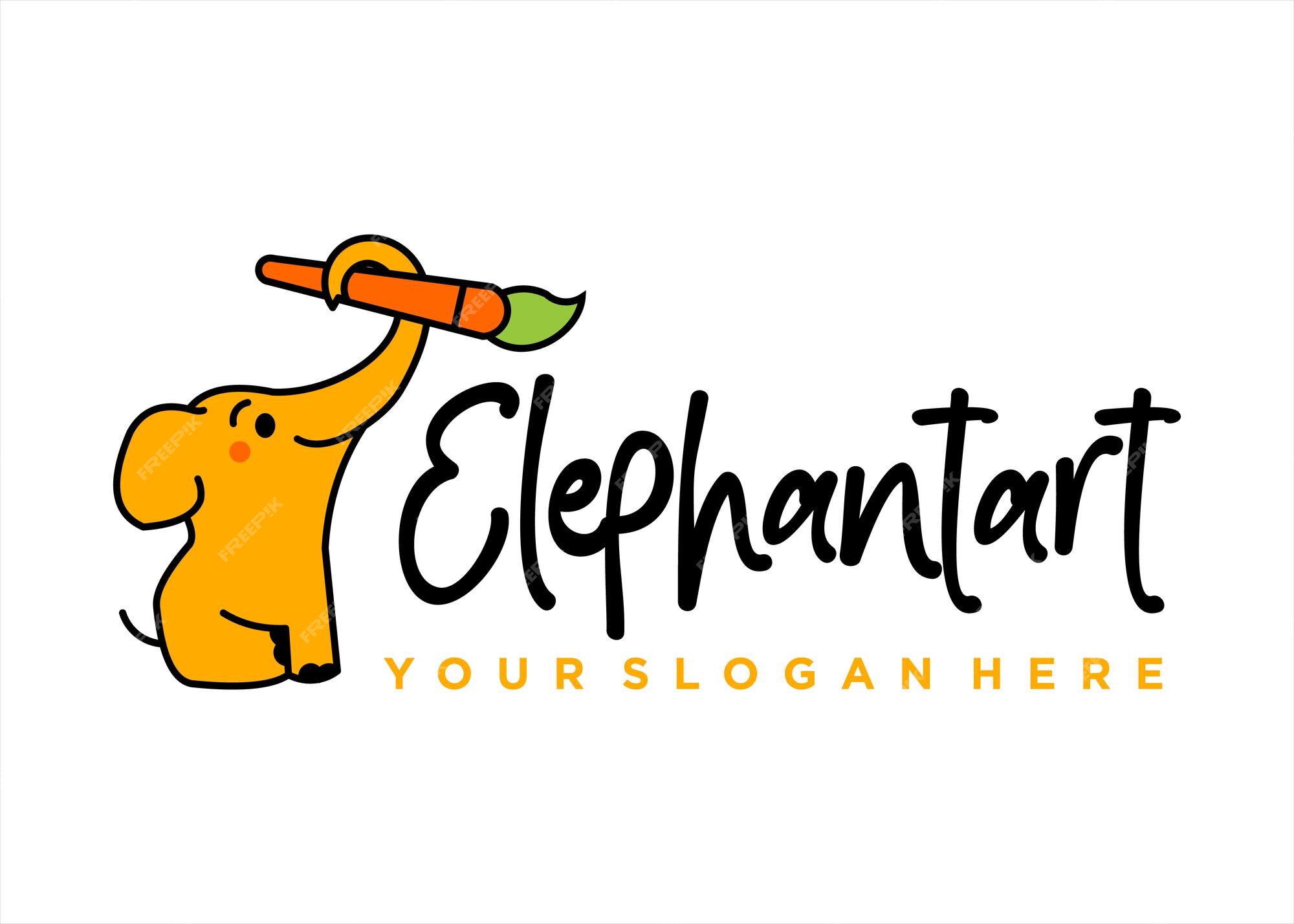Premium Vector | Baby elephant drawing art logo illustration creative