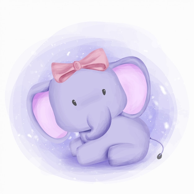 Baby Elephant Girl Beauty And Cute Premium Vector