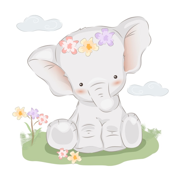 Baby elephant illustration Premium Vector