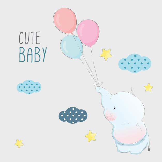 Free Free 310 Baby Elephant With Balloon Svg SVG PNG EPS DXF File
