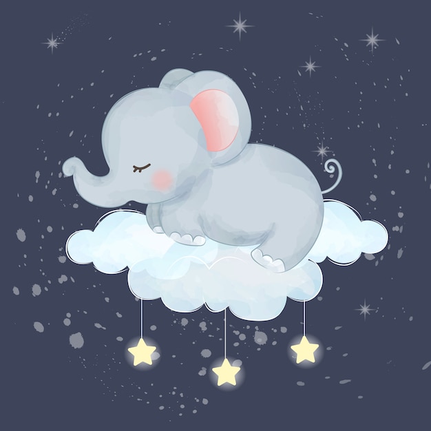 Premium Vector | Baby elephant sleeping