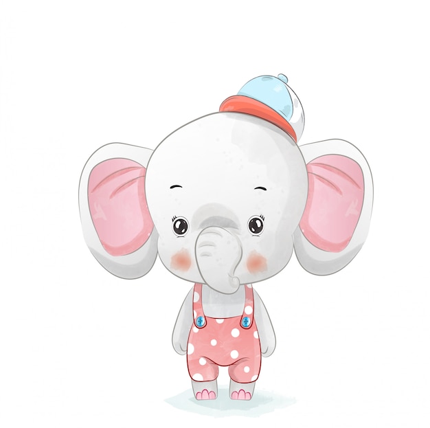 Download Baby elephant in watercolor style. | Premium Vector