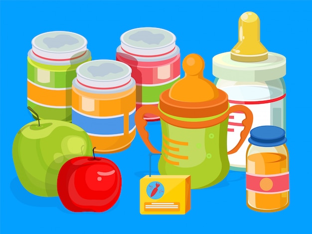 Premium Vector | Baby food illustration