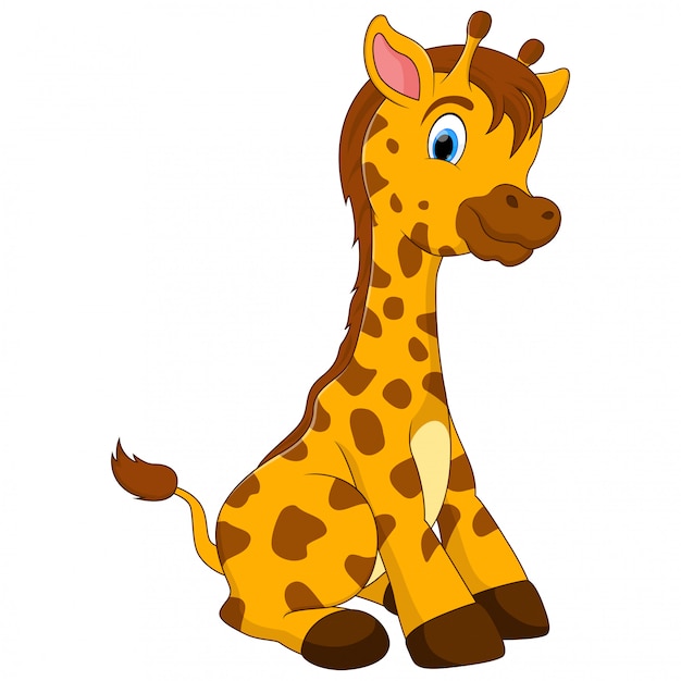 Premium Vector A Baby Giraffe Cartoon Sitting On The Floor