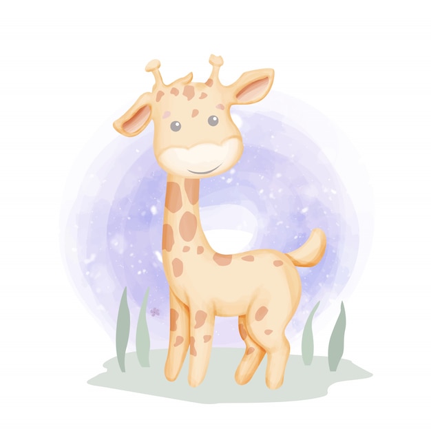 Download Baby giraffe on the grass | Premium Vector