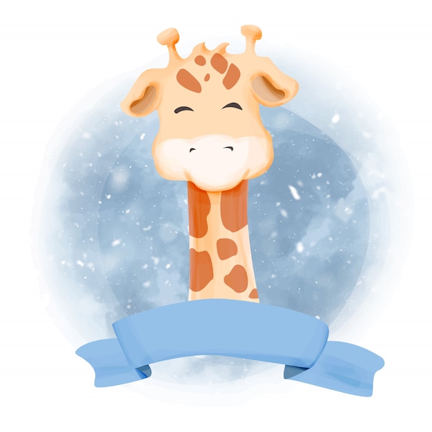 Download Baby giraffe is smiling watercolor | Premium Vector