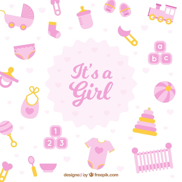 Baby girl background in flat style | Free Vector