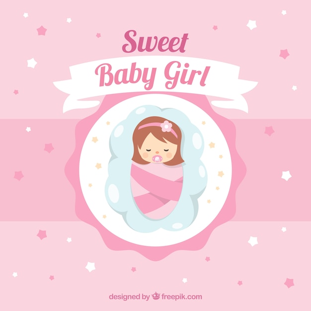 Baby girl background in flat style