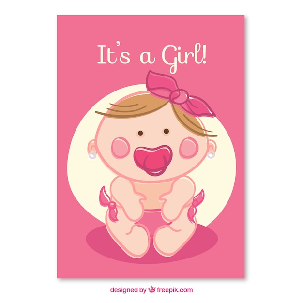 Download Baby girl card | Free Vector