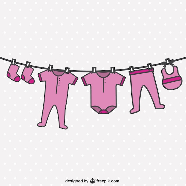 Baby girl clothing hanging on a rope