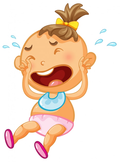 Download Baby girl crying on white background Vector | Free Download