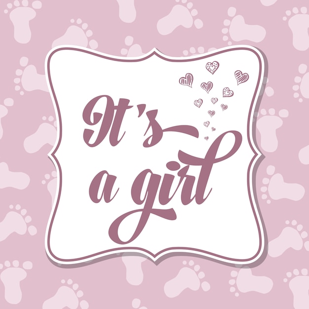 Baby girl invitation for baby shower Vector | Free Download