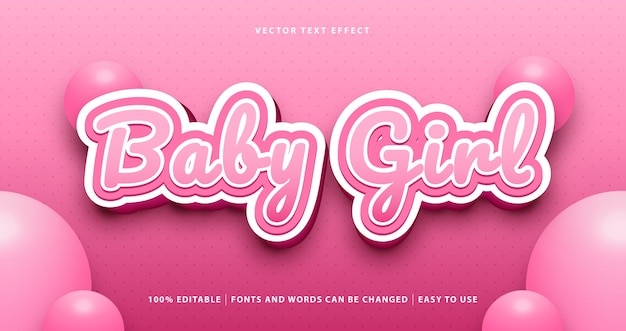 Premium Vector | Baby girl pink editable text effect.