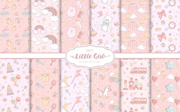 Premium Vector Baby Girl Pink Patterns