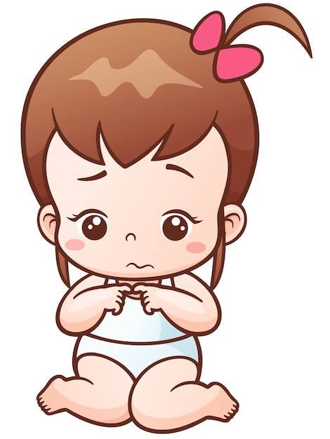 Premium Vector | Baby Girl Sad