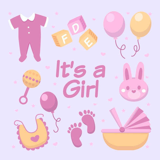 Free Vector Baby Girl Shower Style