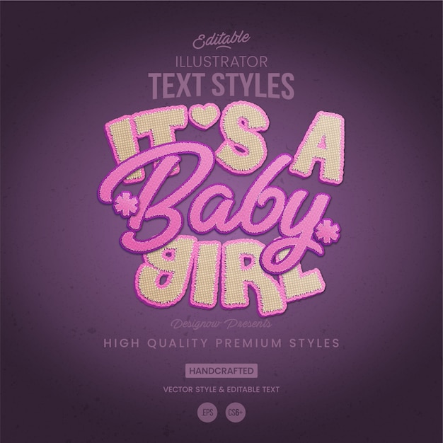 Premium Vector | Baby girl text style