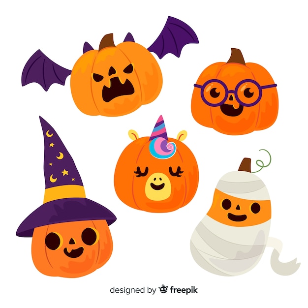 無料のベクター 赤ちゃんのハロウィーンの衣装を着たカボチャ