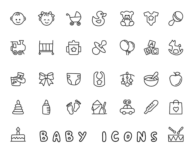 Premium Vector | Baby hand drawn icons