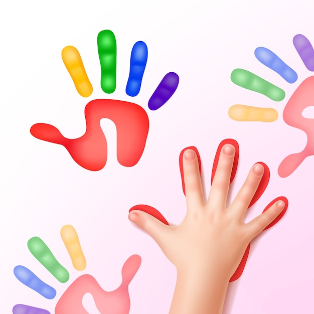 Download Free Vector | Baby hand with colorfull hand prints