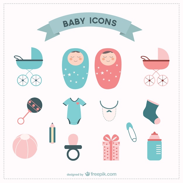 Download Free Vector | Baby icons set