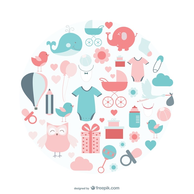 Free Vector | Baby icons vector