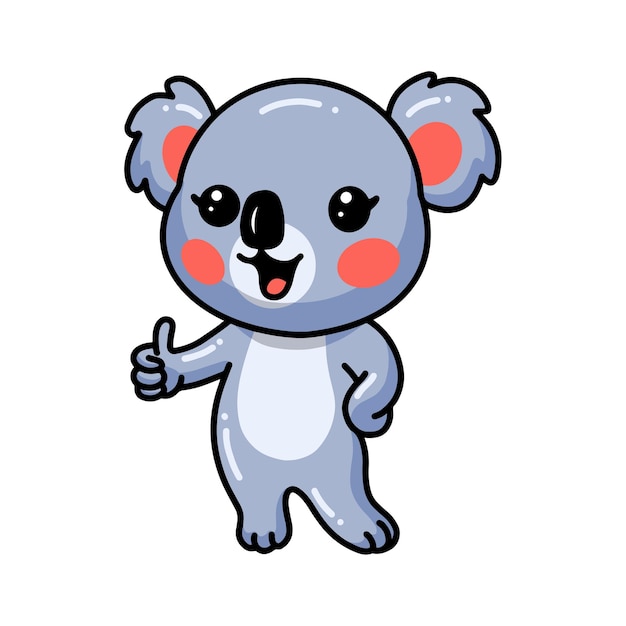 Premium Vector | Baby koala cartoon thumbs up isolated on white