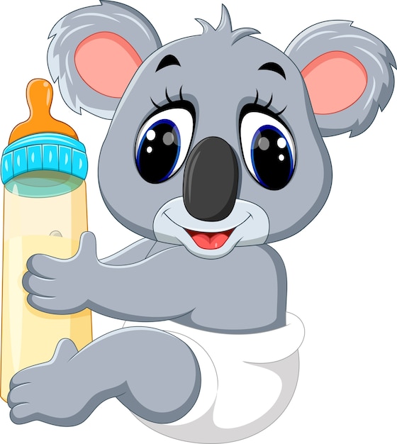 Download Premium Vector | Baby koala holding milk bottle