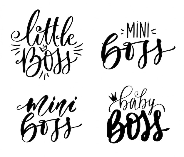 Premium Vector Baby Little Mini Boss Vector Set Of Lettering Quotes With Queen Crown Isolated