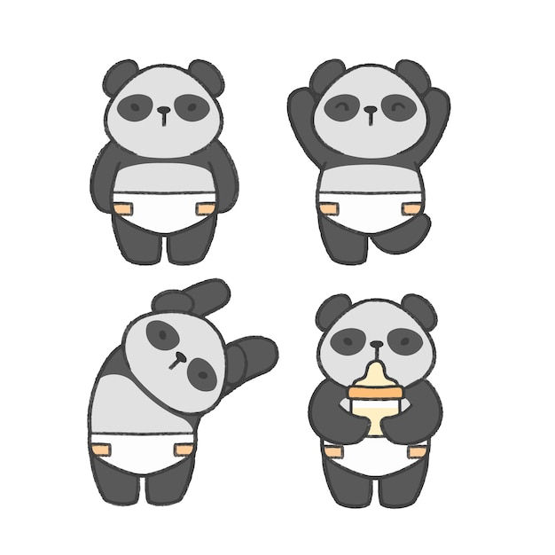 Download Premium Vector | Baby panda hand drawn cartoon collection