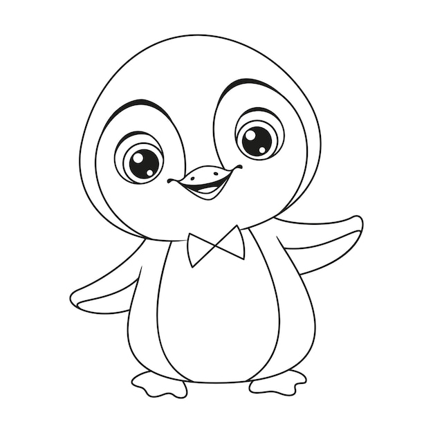 Premium Vector | Baby penguin coloring page outline cartoon vector ...