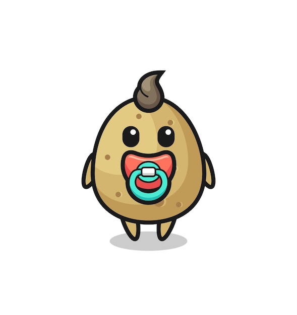 Premium Vector | Baby potato cartoon character with pacifier , cute ...