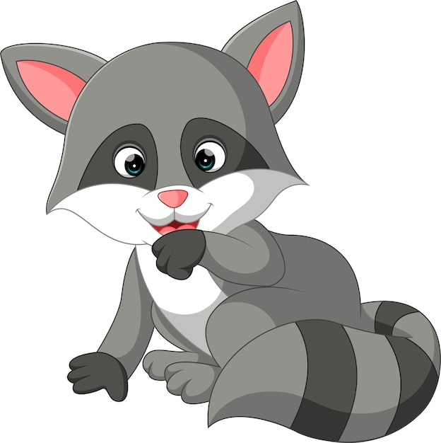 Baby raccoon cartoon Vector | Premium Download