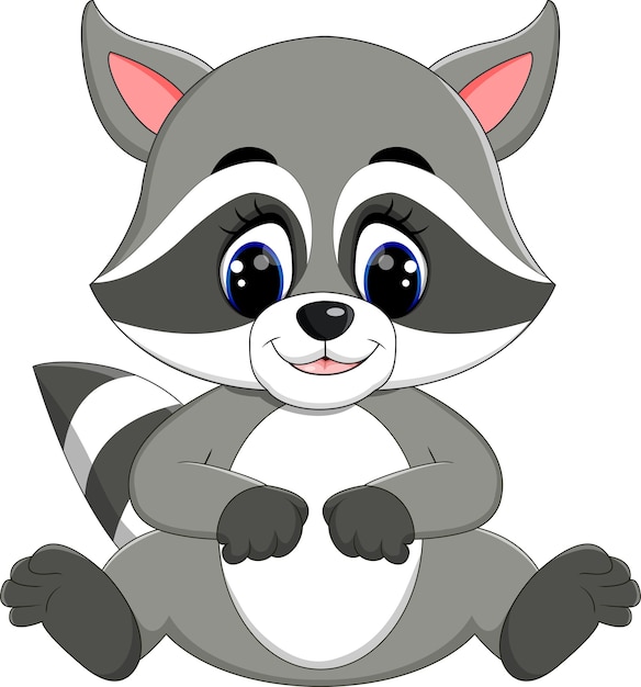 Baby raccoon cartoon Vector | Premium Download