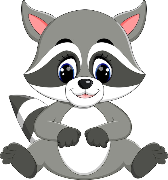 Download Baby raccoon cartoon Vector | Premium Download